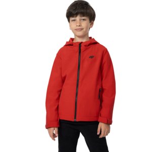 Chlapčenská turistická softshellová bunda 4F JUNIOR-SOFTSHELL JACKET M091-62S-RED
