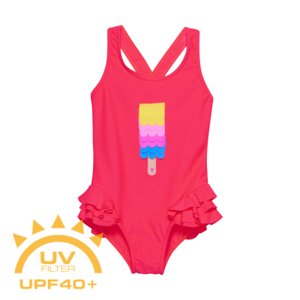 Dievčenské plavky COLOR KIDS-Swimsuit W. Application, diva pink 720119.5380