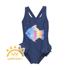 Dievčenské plavky COLOR KIDS-Swimsuit W. Application, dark denim