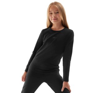 Dievčenské tričko s dlhým rukávom 4F JUNIOR-LONGSLEEVE-JAW23TLONF141-20S-DEEP BLACK