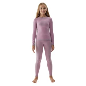 Dievčenské termoprádlo vrchný a spodný diel 4F JUNIOR-SEAMLESS UNDERWEAR-JAW23USEAF109-53S-DARK PINK