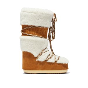 Dámske vysoké zimné topánky MOON BOOT-MB ICON SHEARLING-MA03 WHISKY/OFF WHITE