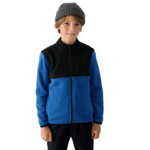 Chlapčenská flisová mikina so zipsom 4F JUNIOR-FLEECE-JWAW24TFLEM212-32S-DENIM