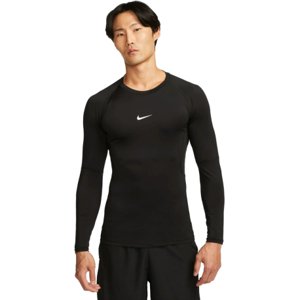 Pánske tréningové tričko s dlhým rukávom NIKE PRO-DF TIGHT TOP LS-010 BLACK/WHITE