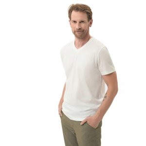 Pánske tričko s krátkym rukávom s v-výstrihom VOLCANO-SLIT-100-WHITE