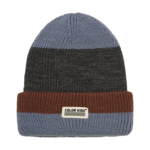 Detská zimná čiapka COLOR KIDS-Beanie W. Wool & Contrast-7842-Stormy Weather