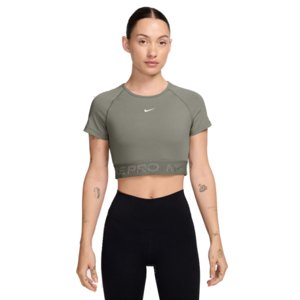 Dámske tréningové tričko s krátkym rukávom NIKE PRO-W NP DF SS CROP TOP TT GX-320-Khaki