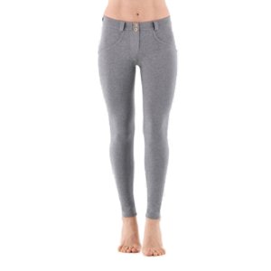 Dámske jeggings nohavice FREDDY-WR.UP® skinny push up organic cotton trousers with regular waist-Grey