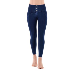 Dámske jeggings nohavice FREDDY-WR.UP® superskinny push up 7/8 jeggings with high waist and buttons-Blue