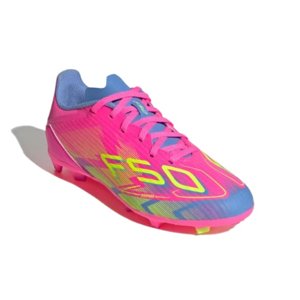 Chlapčenské futbalové kopačky outdoorové ADIDAS-F50 League Jr FG/MG lucid pink/lucid lemon/blue fusion