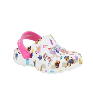 Dievčenské kroksy (rekreačná obuv) COQUI-Little Frog Paw Patrol + Amulet K white/light fuchsia