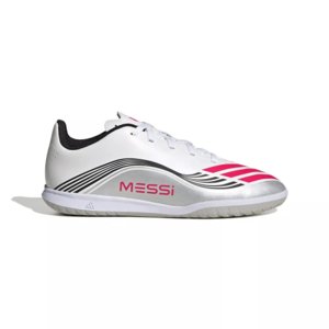 Chlapčenské futbalové kopačky halové ADIDAS-F50 Messi Club Jr IC cloud white/lucid red/silver metallic