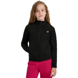 Dievčenská flisová mikina so zipsom 4F JUNIOR-FLEECE F346-4FJWAW25TFLEF346-20S-DEEP BLACK