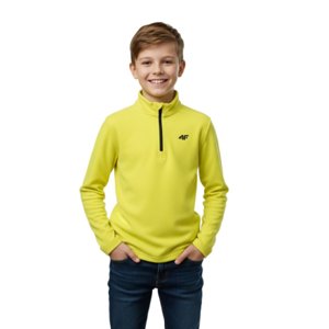 Chlapčenská zateplená lyžiarska mikina s 1/2 zipsom 4F JUNIOR-BRUSHED UNDERWEAR U106-4FJWAW25UBRUU106-71S-YELLOW