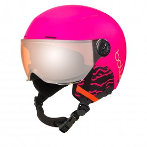Lyžiarska prilba so štítom BOLLE-QUIZ VISOR - MATTE HOT PINK WITH ORANGE GUN VISOR CAT 2