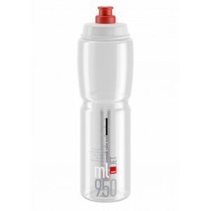 Fľaša na bicykel ELITE-Fľaša JET transparentná červené logo 950 ml