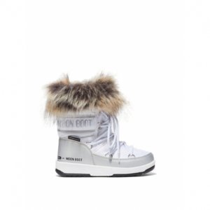 Dievčenské členkové zimné topánky MOON BOOT-JR GIRL MONACO LOW, 001 white/silver