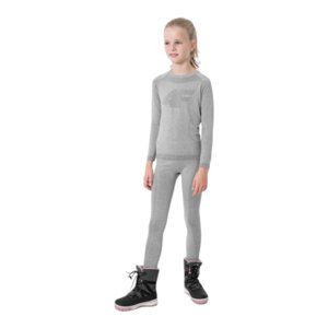 Dievčenské termoprádlo vrchný a spodný diel 4F JUNIOR-GIRLS SEAMLESS UNDERWEAR JBIDB001-27M-COLD LIGHT GREY