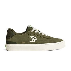 Pánské volnočasové boty Cariuma LUAN PRO Olive Green Suede Ivory Logo Burnt Olive Sneaker