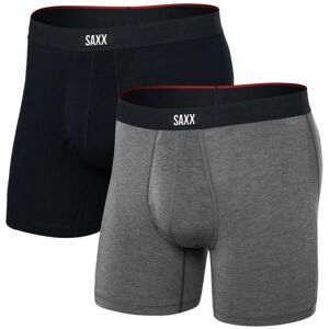 Saxx VIBE XTRA BOXER BRIEF FLY 2PK black/dark grey heather Veľkosť: L pánske boxerky