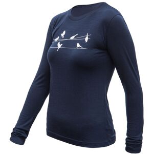 SENSOR MERINO ACTIVE SONGBIRDS dámske tričko dl.rukáv deep blue Veľkosť: XL termobielizeň