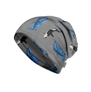 Unuo Unuo, Detská čiapka fleecová Homeless, Šedá, Veľryby Veľkosť: L (53-56 cm) 8596227140190