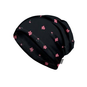 Unuo Unuo, Detská čiapka fleecová Homeless, Čierna, Kvety Veľkosť: M (49-52 cm) 8596227140244