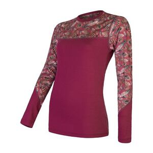 SENSOR MERINO IMPRESS dámske tričko dl.rukáv lilla / feather Veľkosť: S-